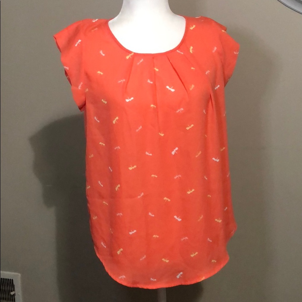 Coral Dragonfly Blouse